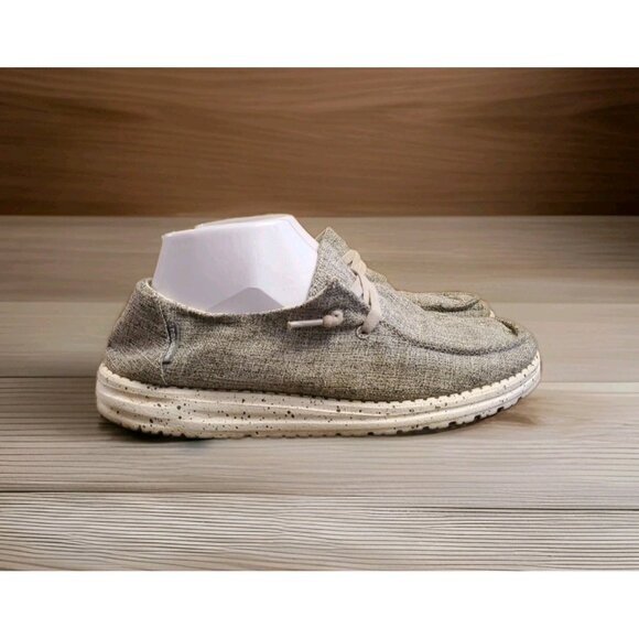 Hey Dude Shoes - Hey Dude Wendy L Linen Slip On Shoes Women's Size 8 Iron Gray